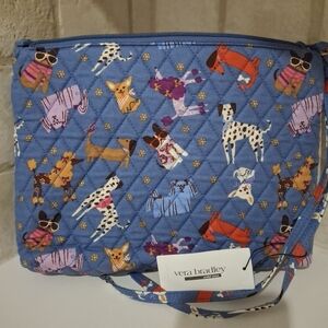 Vera Bradley Blue Crossbody Bag with Colorful Dog Print 266